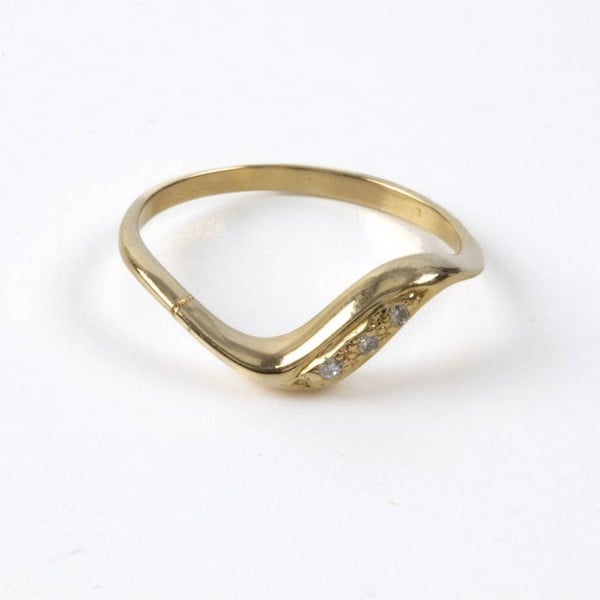 18K Diamond Trilogy Wave Ring, Size M½, 1.89g.  Au