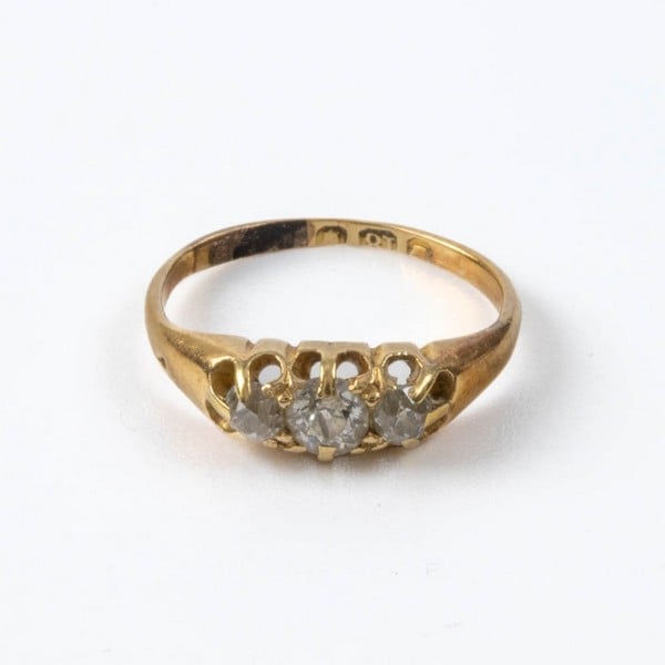 18K Diamond Trilogy Ring, Size K, 2.42g.  Auction 