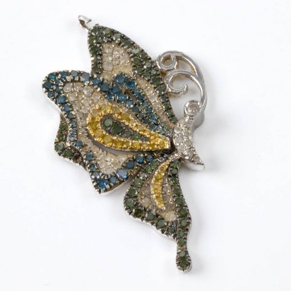 9ct White Gold Butterfly Pendant, Size 3.8x2cm, 4g