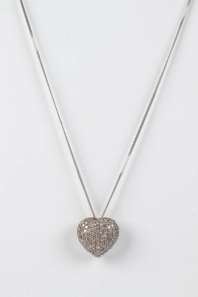 9K Yellow and White Diamond Pavé Heart Pendant and