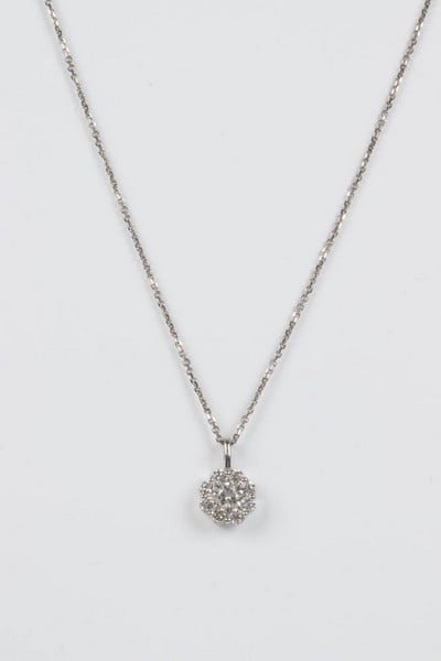 18K White 0.40ct Diamond Cluster Pendant and 18ct 