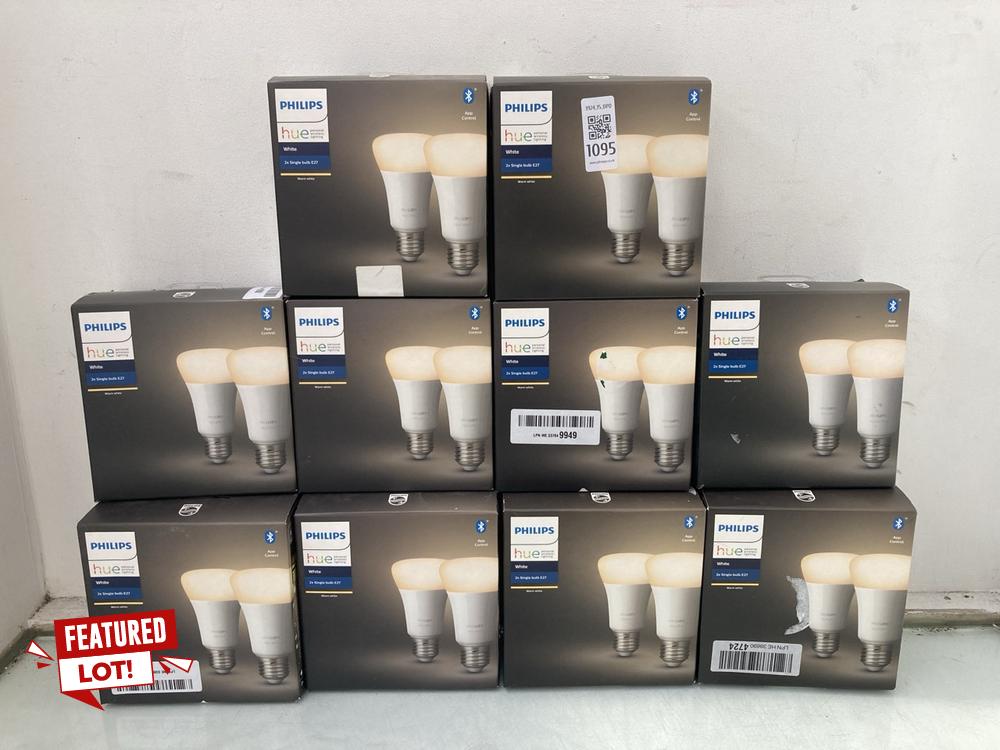 10 X PACKS OF PHILIPS HUE 2 X SINGLE BULB E27 WHIT