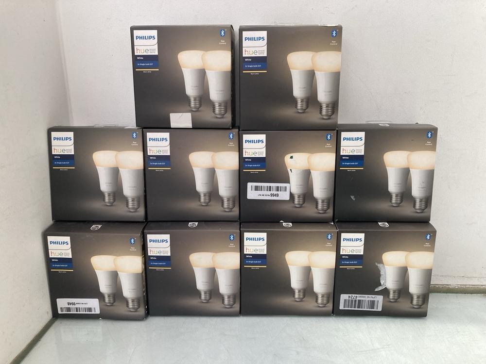 10 X PACKS OF PHILIPS HUE 2 X SINGLE BULB E27 WHIT