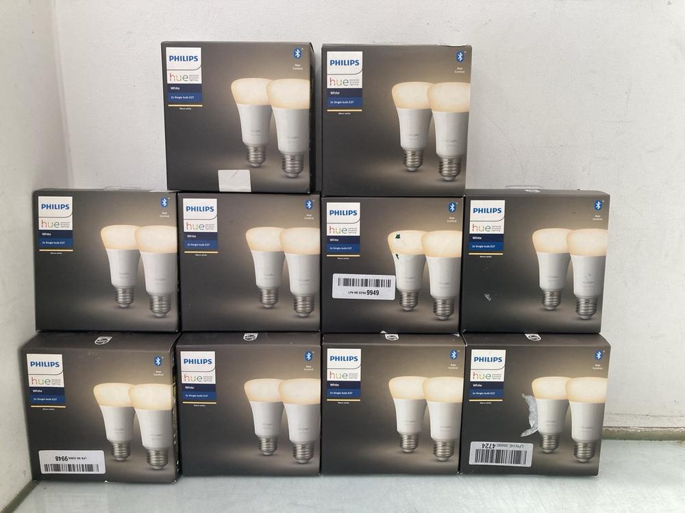 10 X PACKS OF PHILIPS HUE 2 X SINGLE BULB E27 WHIT