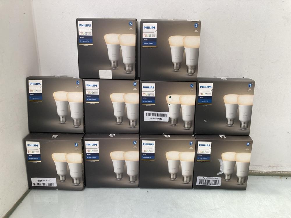 10 X PACKS OF PHILIPS HUE 2 X SINGLE BULB E27 WHIT