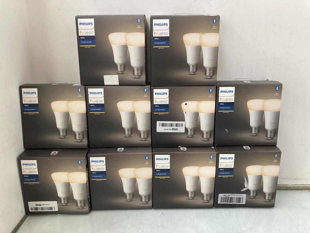 10 X PACKS OF PHILIPS HUE 2 X SINGLE BULB E27 WHIT
