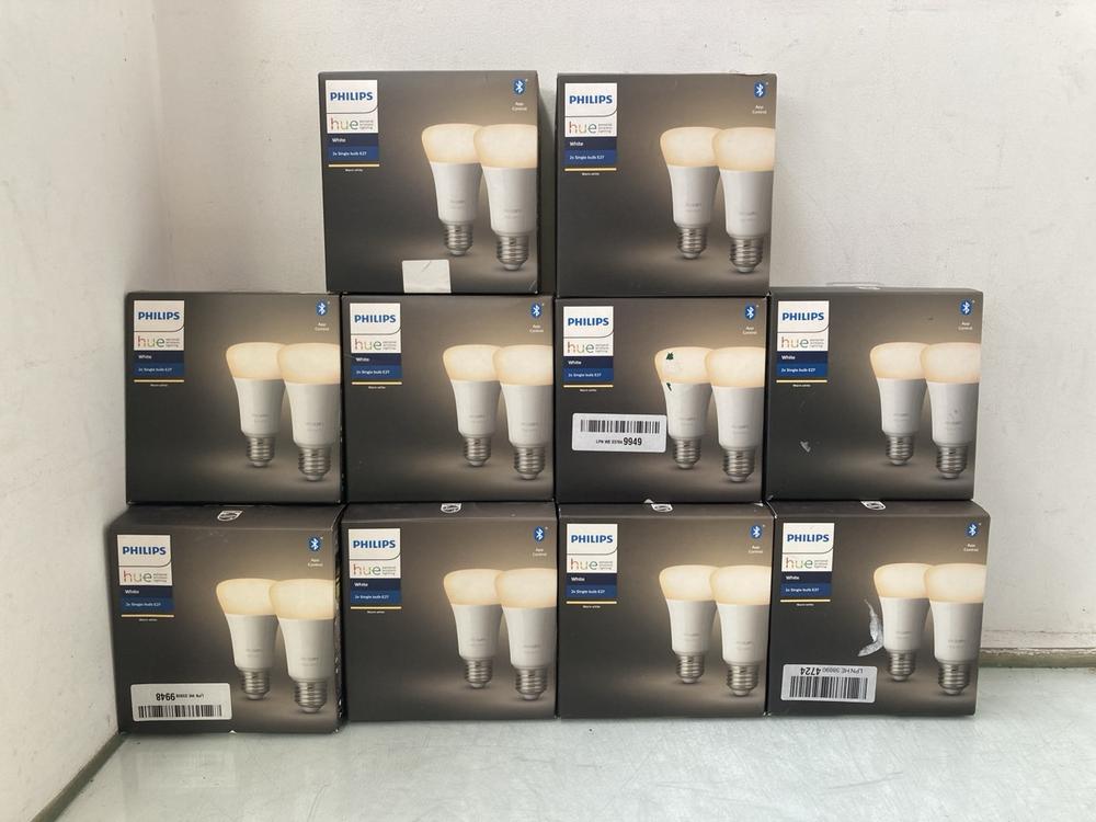 10 X PACKS OF PHILIPS HUE 2 X SINGLE BULB E27 WHIT