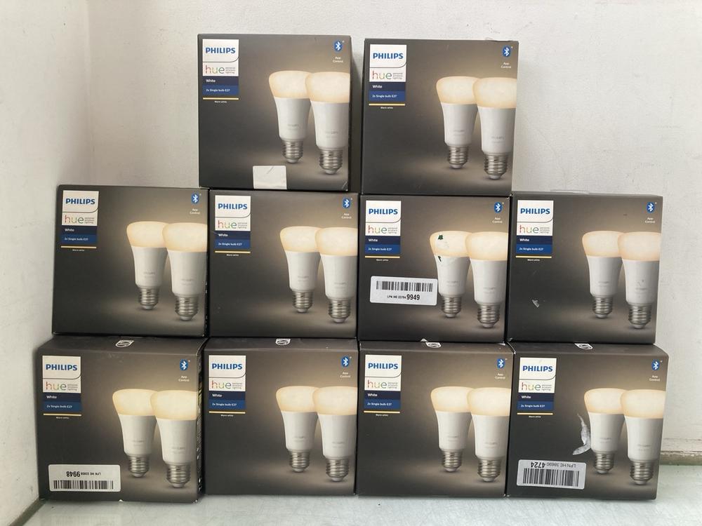10 X PACKS OF PHILIPS HUE 2 X SINGLE BULB E27 WHIT