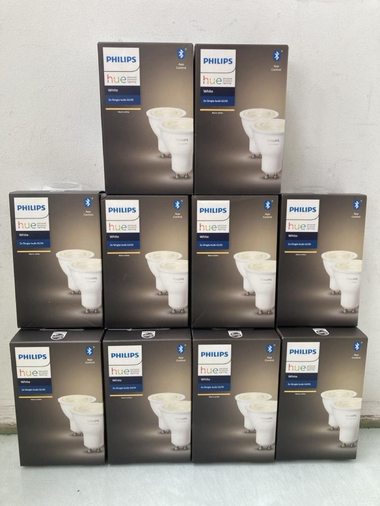 10 X PACKS OF PHILIPS HUE 2 X SINGLE BULB GU10 WHI