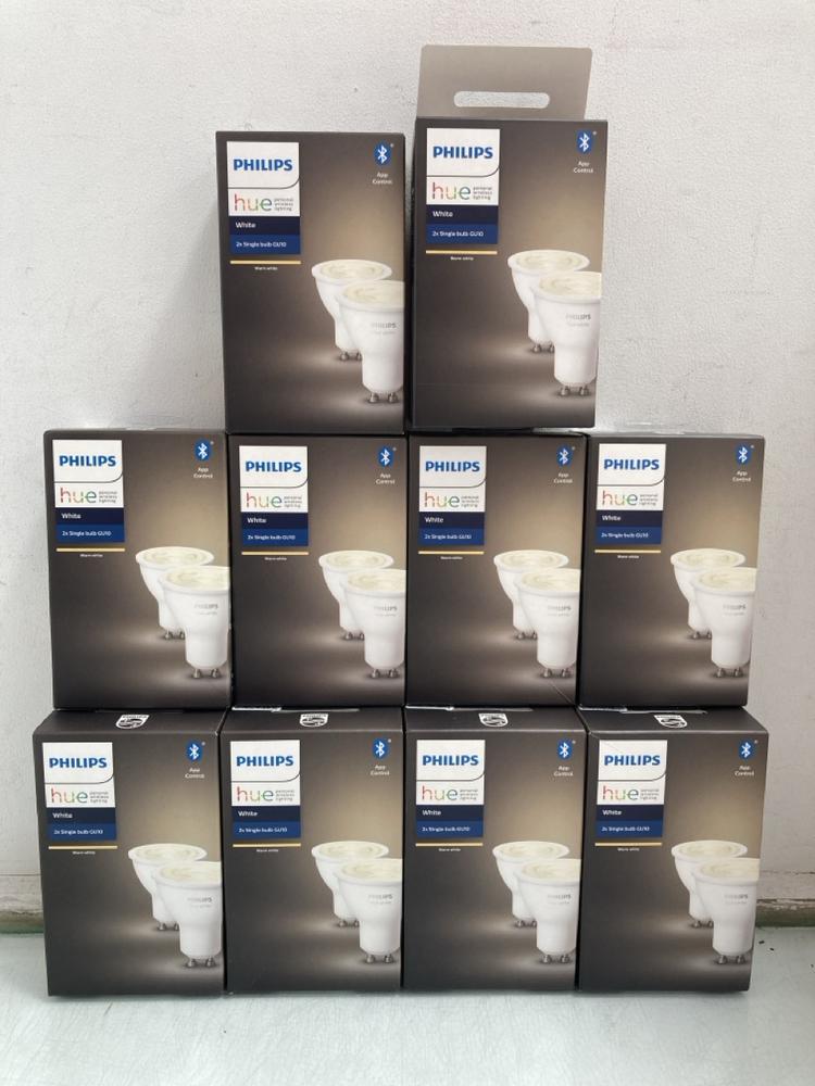 10 X PACKS OF PHILIPS HUE 2 X SINGLE BULB GU10 WHI