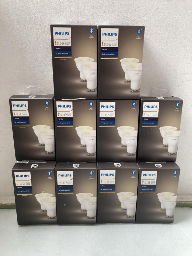 10 X PACKS OF PHILIPS HUE 2 X SINGLE BULB GU10 WHI