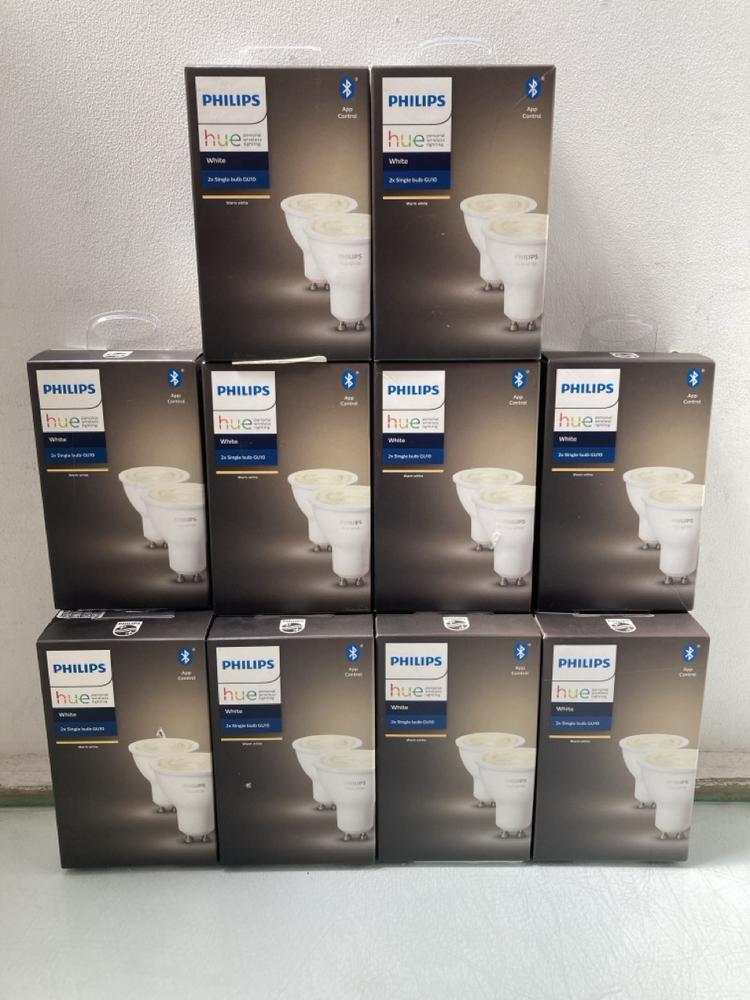 10 X PACKS OF PHILIPS HUE 2 X SINGLE BULB GU10 WHI
