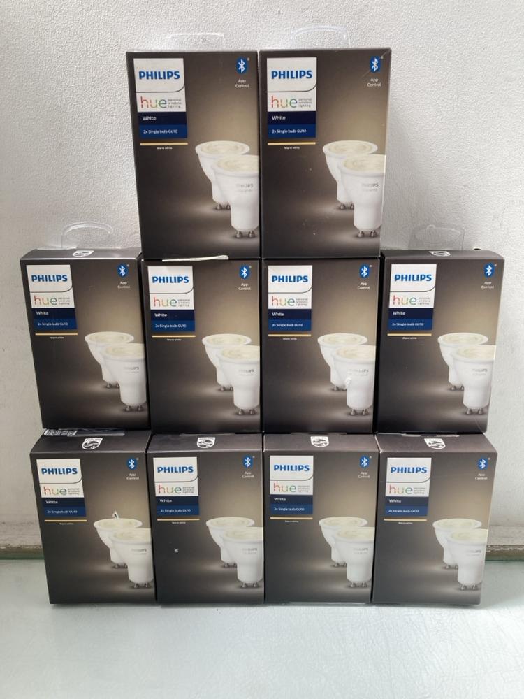 10 X PACKS OF PHILIPS HUE 2 X SINGLE BULB GU10 WHI