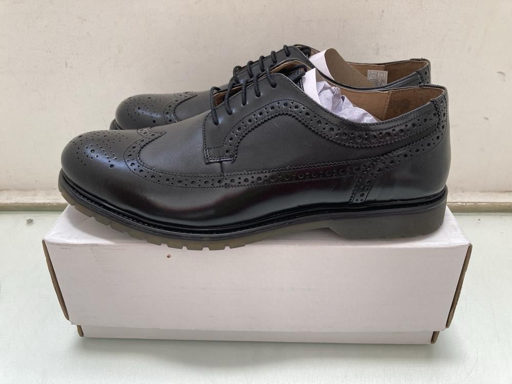 FIND ABBOTT BLACK POLIDO LEATHER SHOES: SIZE UK 11