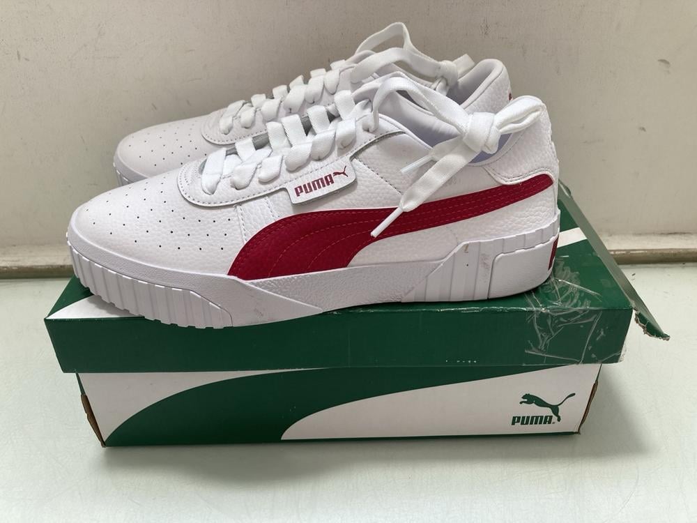 PUMA CALI WOMENS TRAINERS IN WHITE/PERSIAN RED: SI