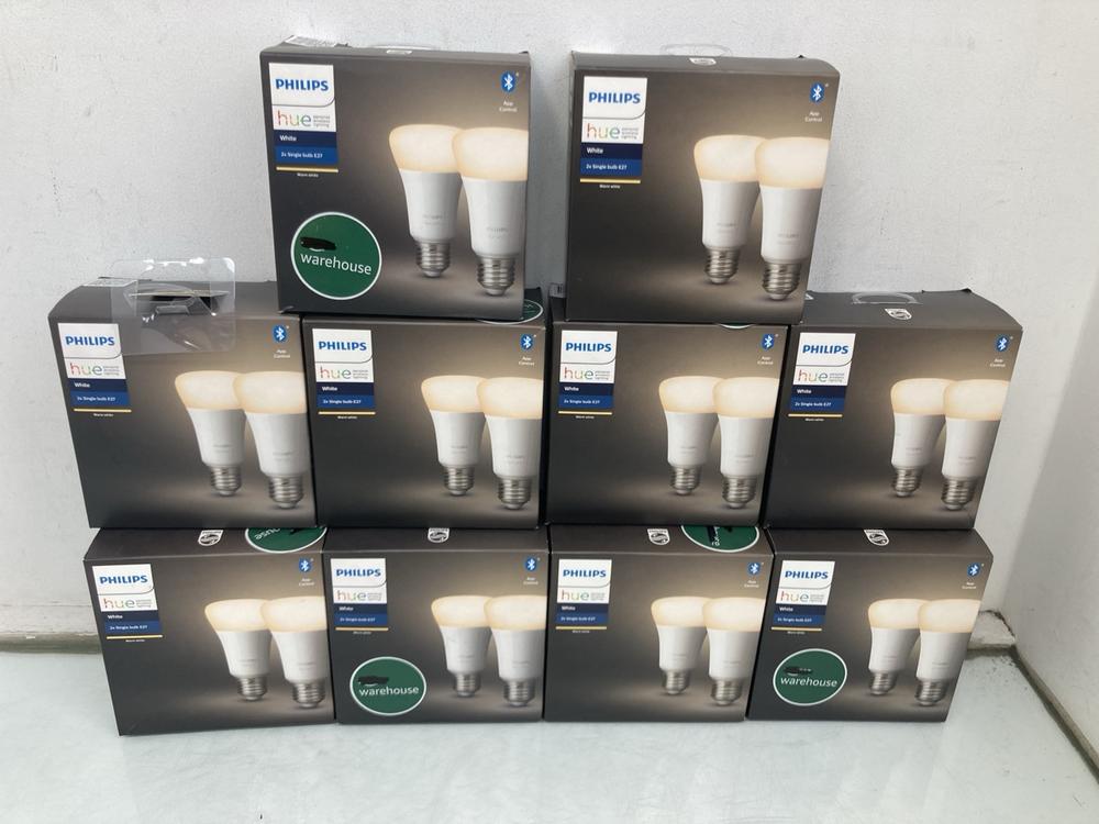 QTY OF PHILIPS HUE 2 X E27 SINGLE BULBS IN WHITE: 