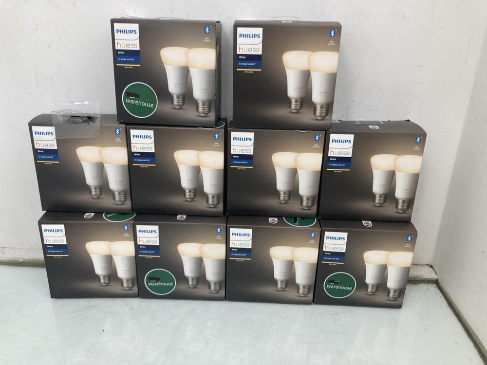 QTY OF PHILIPS HUE 2 X E27 SINGLE BULBS IN WHITE: 