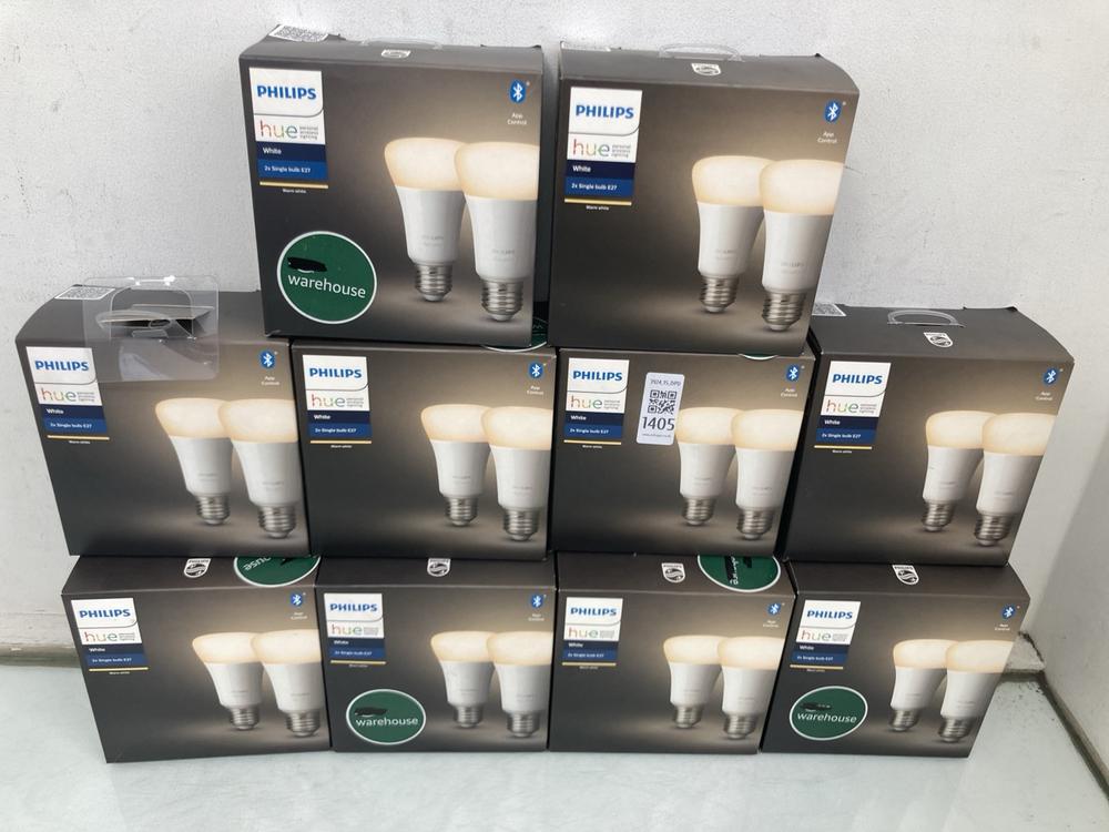 QTY OF PHILIPS HUE 2 X E27 SINGLE BULBS IN WHITE: 