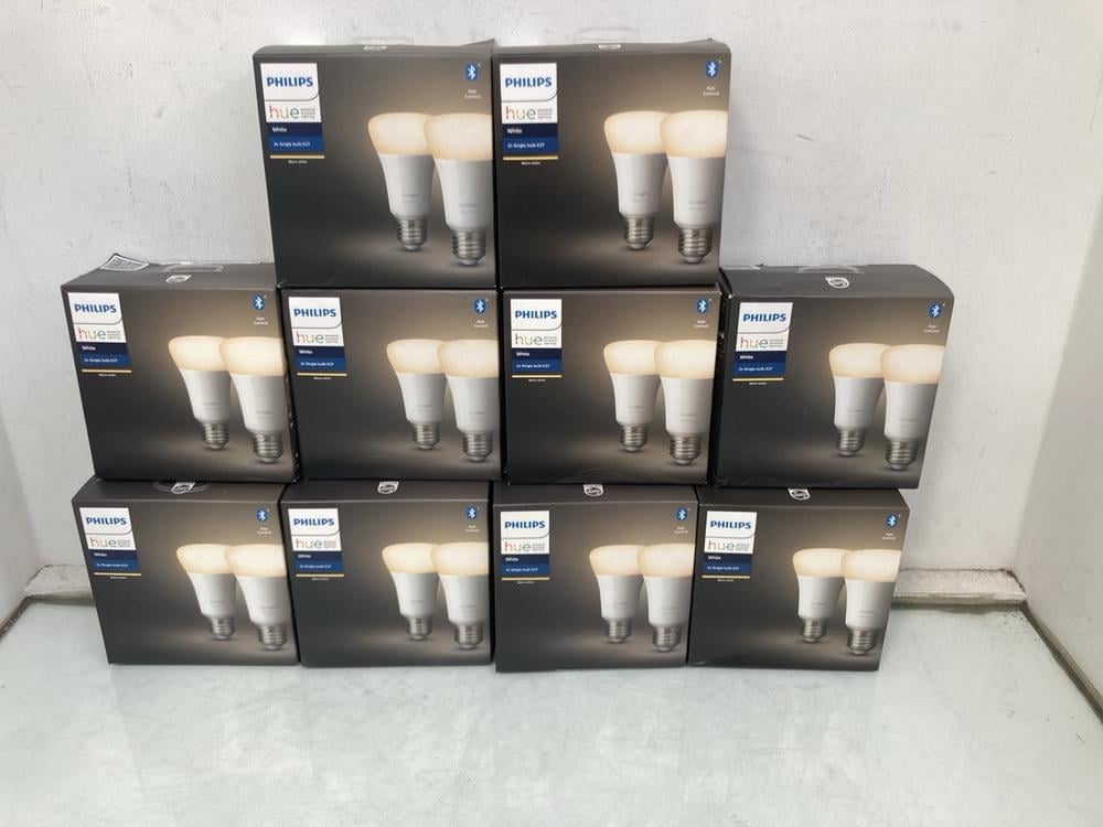 QTY OF PHILIPS HUE 2 X E27 SINGLE BULBS IN WHITE: 