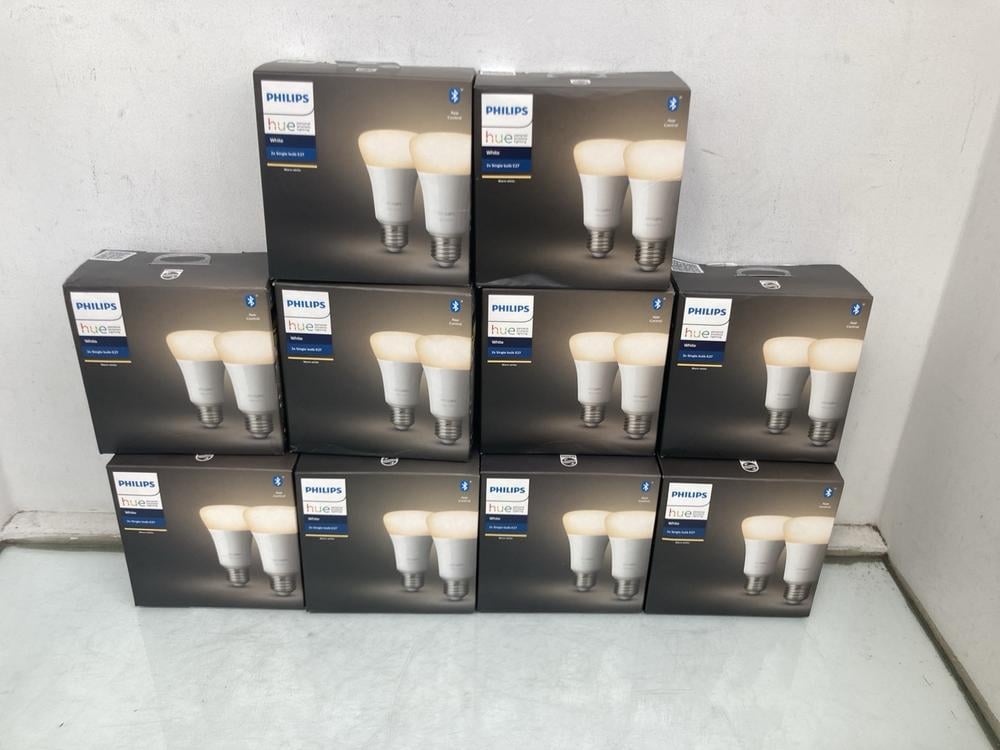 QTY OF PHILIPS HUE 2 X E27 SINGLE BULBS IN WHITE: 