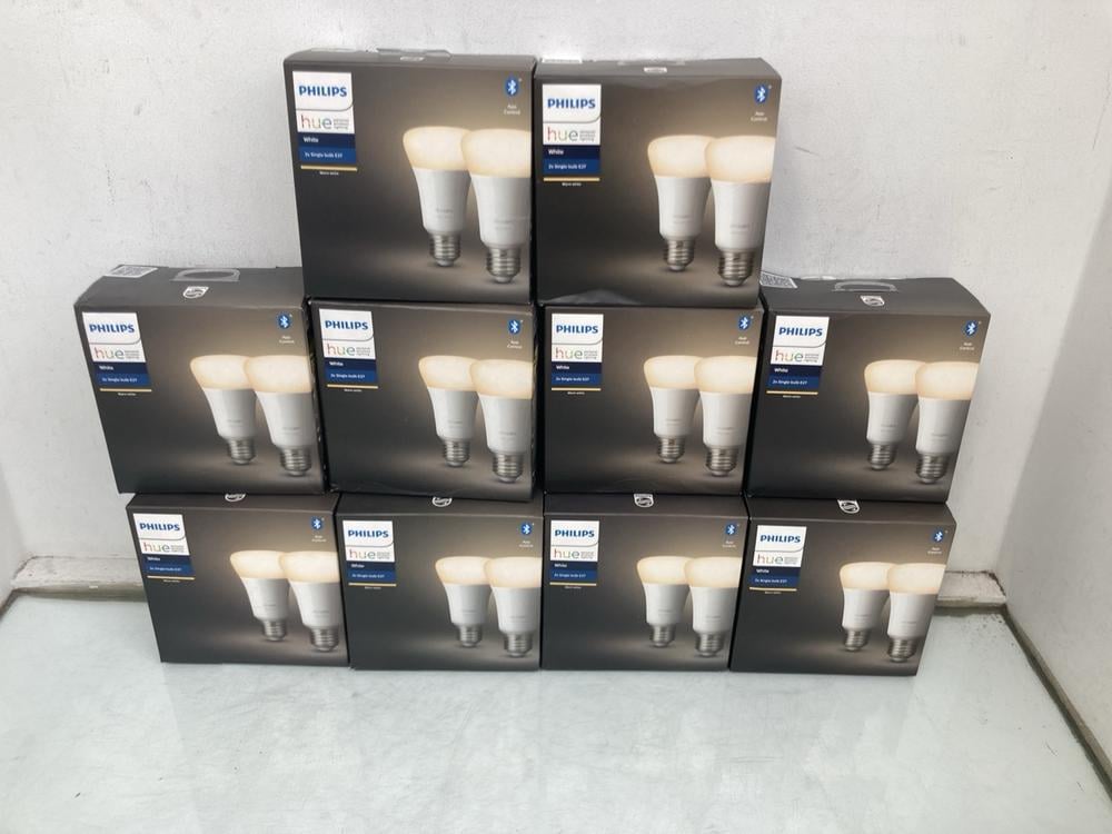 QTY OF PHILIPS HUE 2 X E27 SINGLE BULBS IN WHITE: 