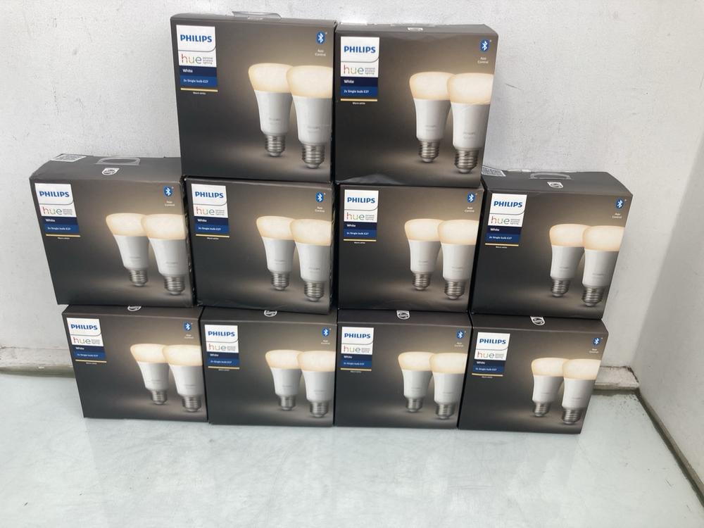 QTY OF PHILIPS HUE 2 X E27 SINGLE BULBS IN WHITE: 