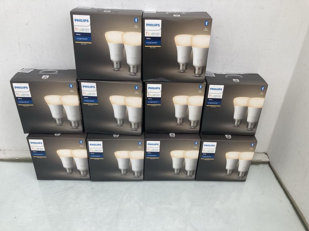QTY OF PHILIPS HUE 2 X E27 SINGLE BULBS IN WHITE: 