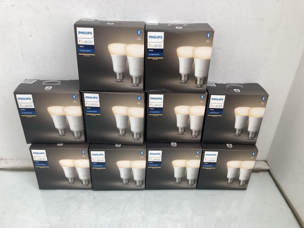 QTY OF PHILIPS HUE 2 X E27 SINGLE BULBS IN WHITE: 