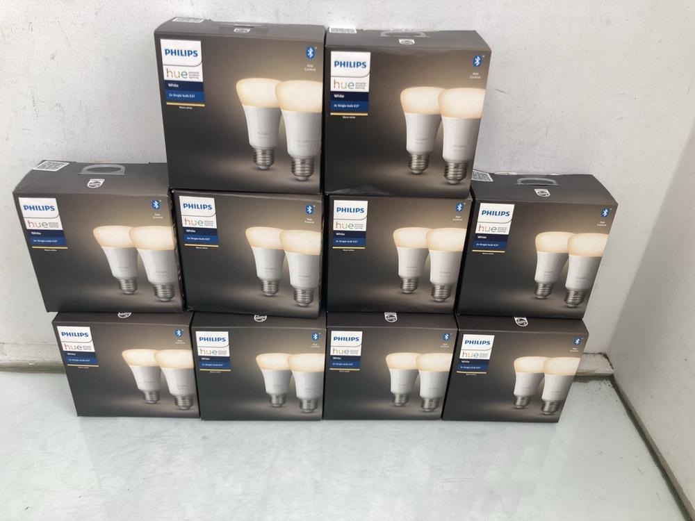 QTY OF PHILIPS HUE 2 X E27 SINGLE BULBS IN WHITE: 