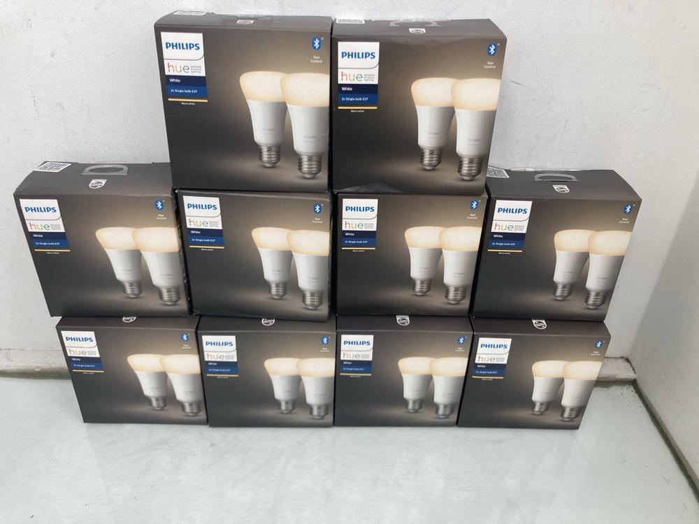 QTY OF PHILIPS HUE 2 X E27 SINGLE BULBS IN WHITE: 