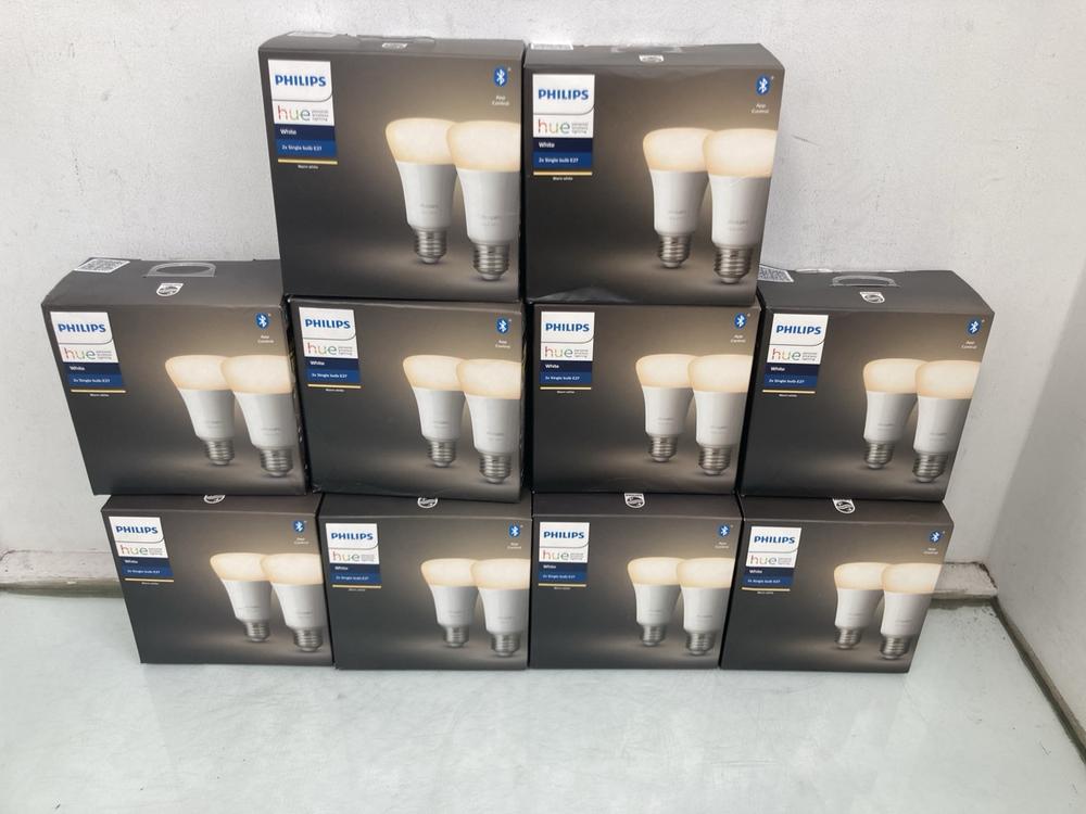 QTY OF PHILIPS HUE 2 X E27 SINGLE BULBS IN WHITE: 