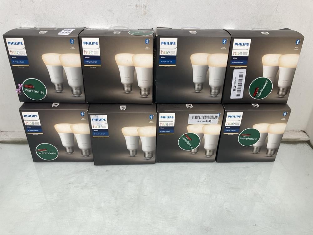 QTY OF PHILIPS HUE 2 X E27 SINGLE BULBS IN WHITE: 