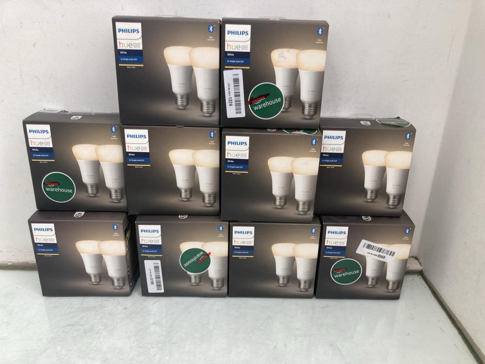 QTY OF PHILIPS HUE 2 X E27 SINGLE BULBS IN WHITE: 