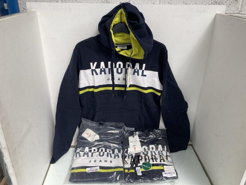 3 X KAPORAL JEANS MENS HOODIES IN NAVY WHITE/YELLO