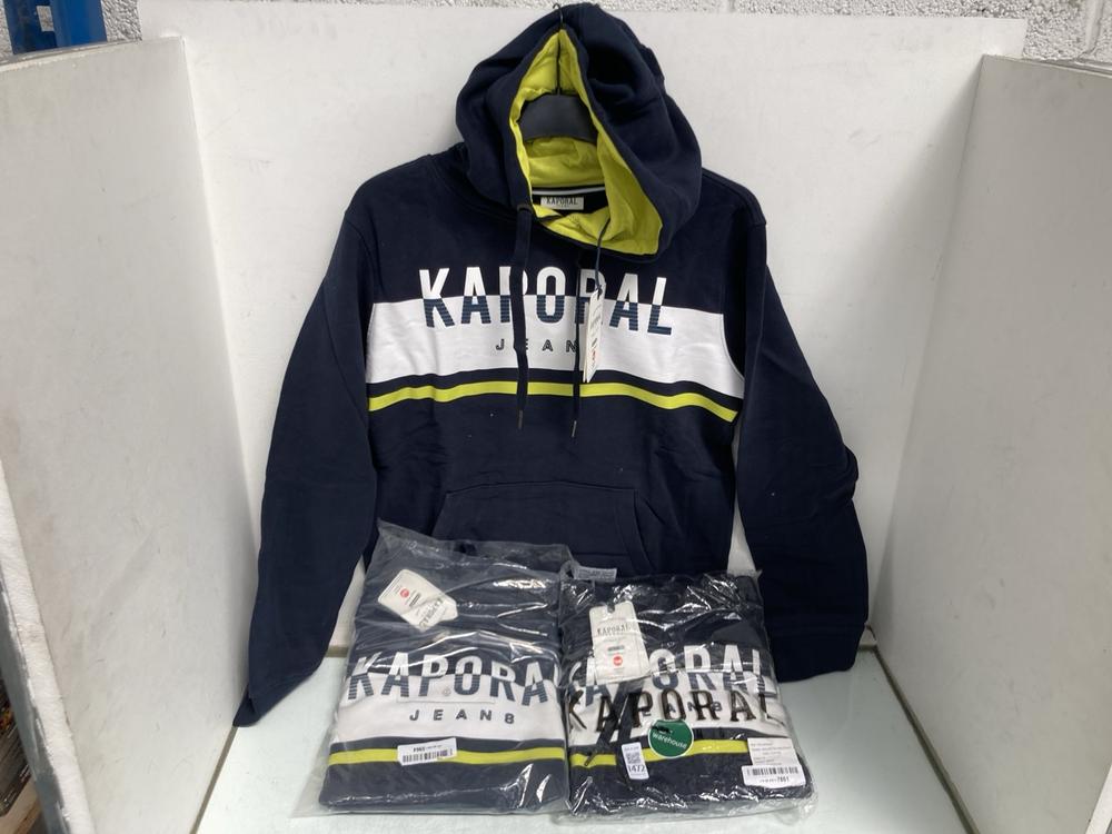 3 X KAPORAL JEANS MENS HOODIES IN NAVY WHITE/YELLO