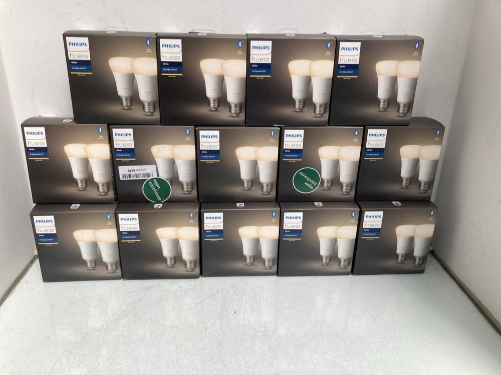 QTY OF PHILIPS HUE 2 X E27 SINGLE BULBS IN WHITE: 
