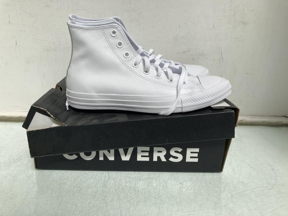 CONVERSE HI-TOP LEATHER SHOES IN WHITE - UK 7: LOC
