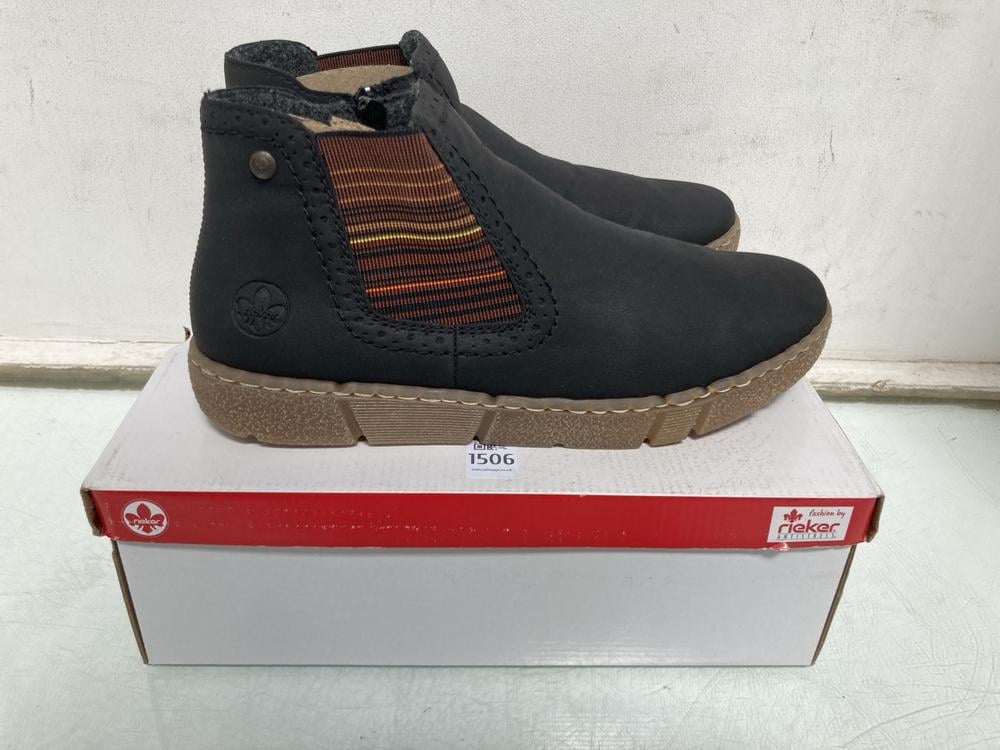 RIEKER WOMENS FLEECE LINED ANKLE BOOTS IN BLACK - 