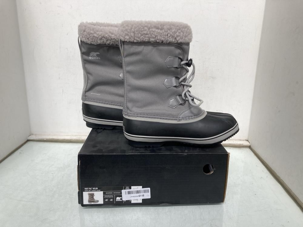 SOREL YOOT PAC NYLON WATERPROOF SNOW BOOTS IN GREY
