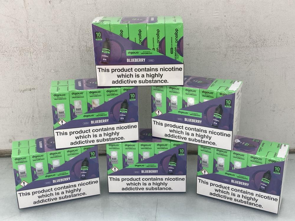 6 X DOJOLIQ BLUEBERRY VAPE LIQUIDS - BBE: 03/28 (1