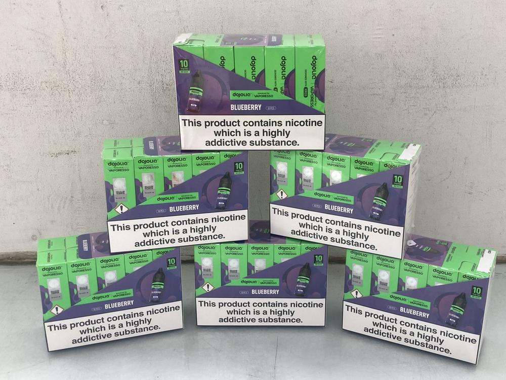 6 X DOJOLIQ BLUEBERRY VAPE LIQUIDS - BBE: 03/28 (1