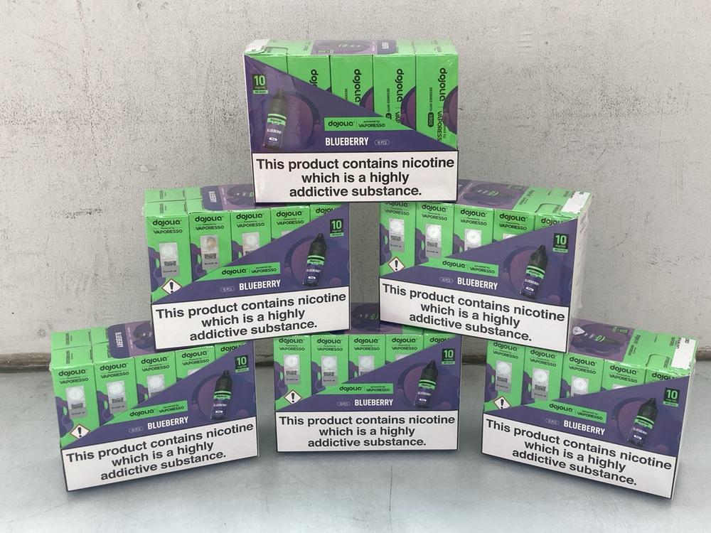 6 X DOJOLIQ BLUEBERRY VAPE LIQUIDS - BBE: 03/28 (1