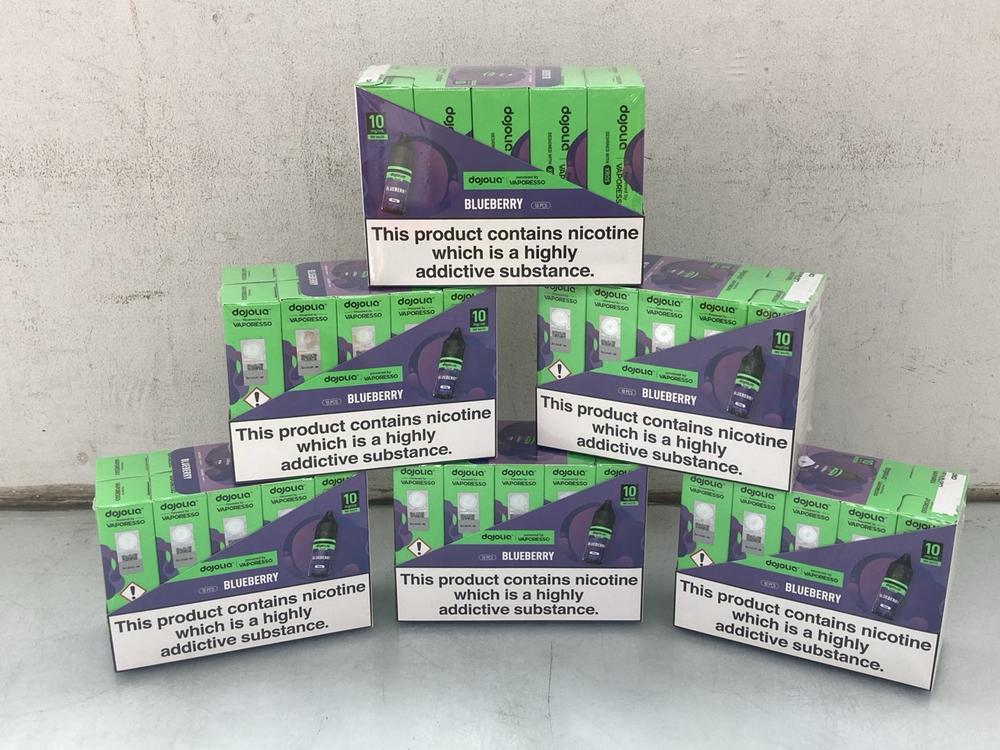 6 X DOJOLIQ BLUEBERRY VAPE LIQUIDS - BBE: 03/28 (1