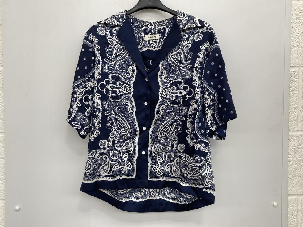 SANDRO BLUE BANDANA PRINT SHIRT SIZE 0 - ORIGINAL 