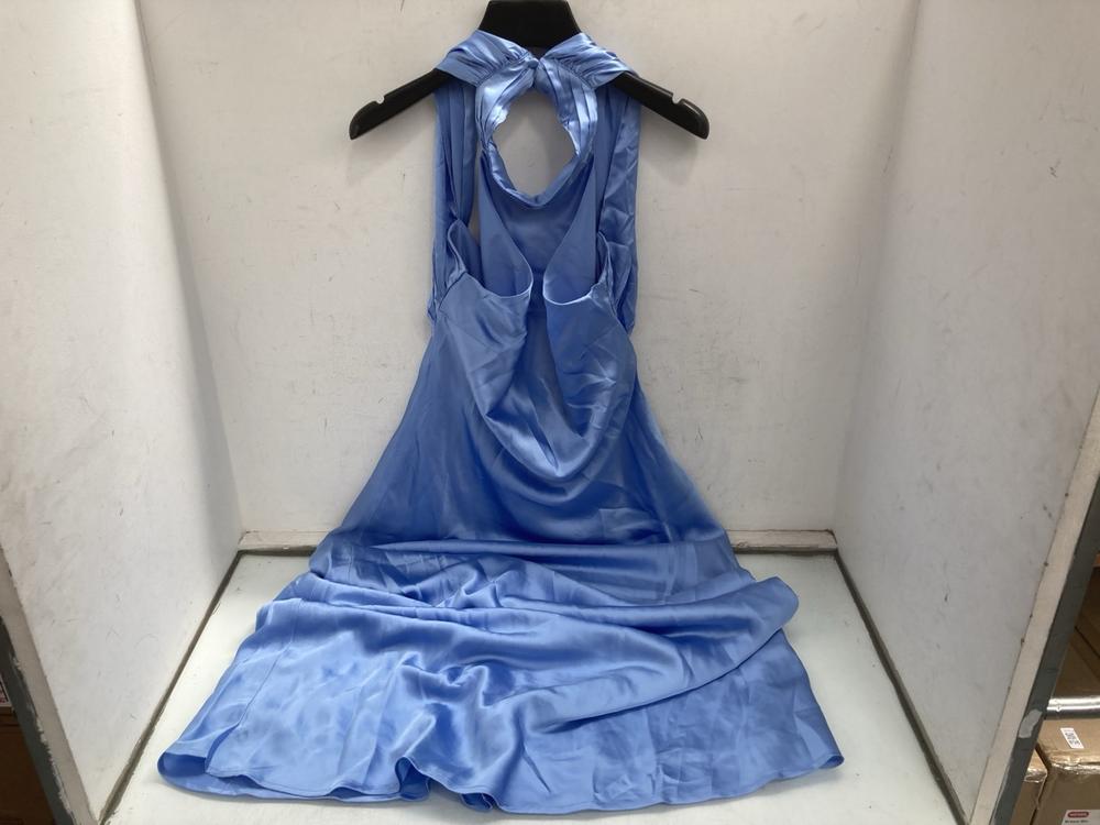OMNES SEYCHELLES DRAPE BACK DRESS IN LIGHT BLUE UK