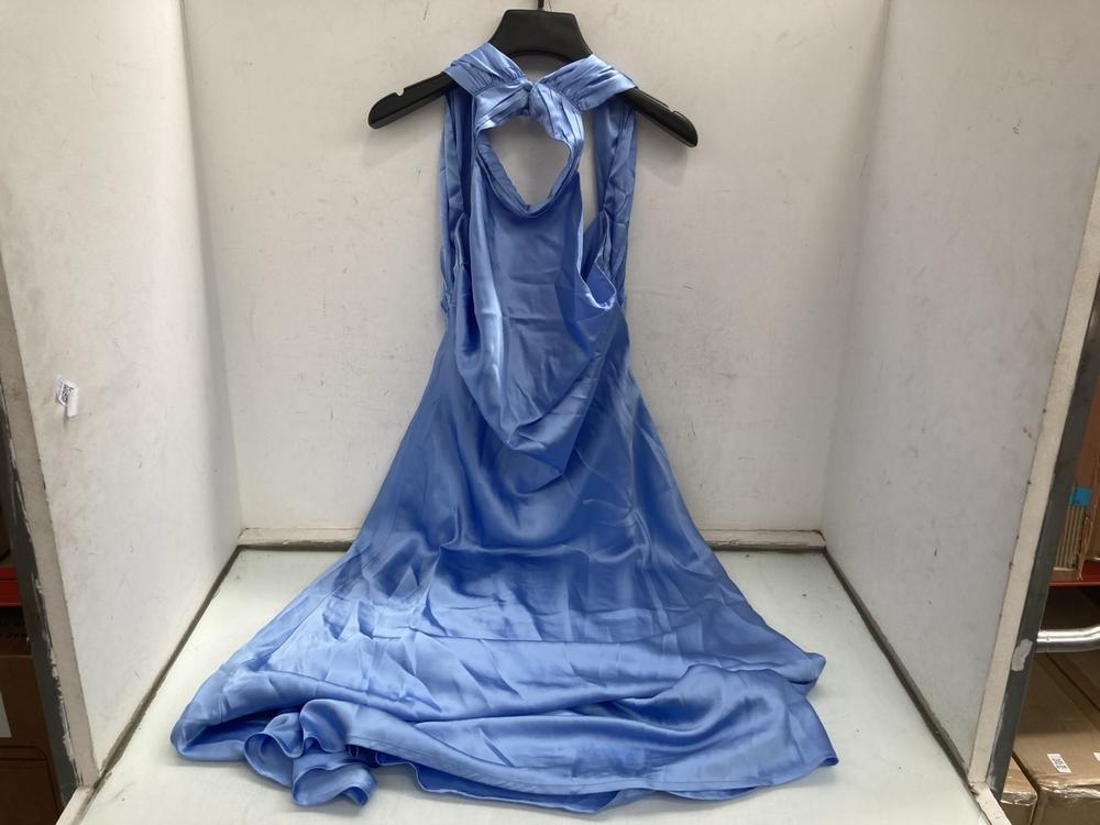OMNES SEYCHELLES DRAPE BACK DRESS IN LIGHT BLUE UK