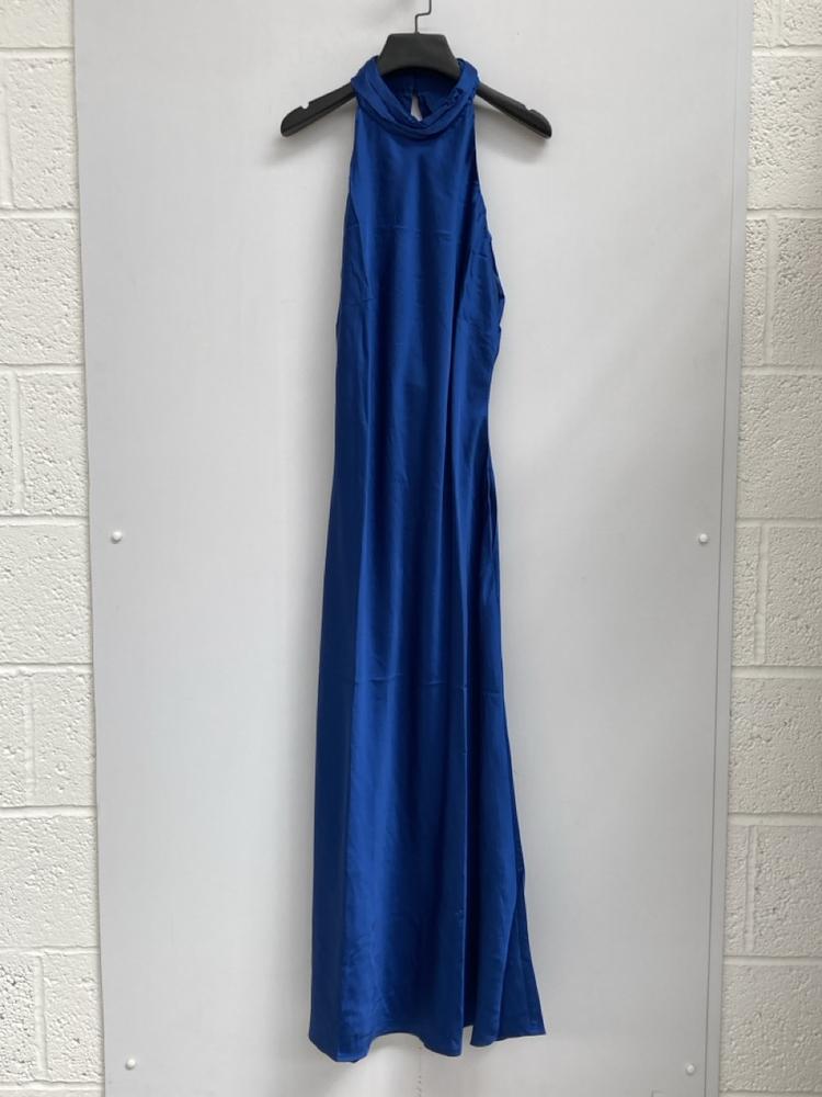 OMNES SEYCHELLES DRAPE BACK DETAIL DRESS IN NAVY U