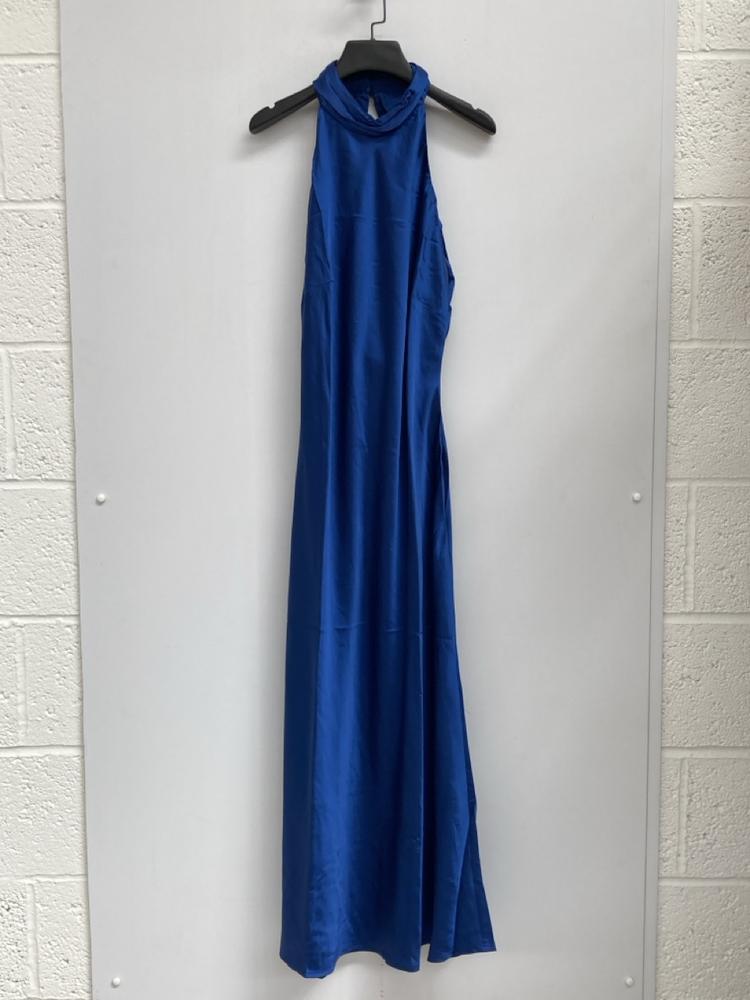 OMNES SEYCHELLES DRAPE BACK DETAIL DRESS IN NAVY U
