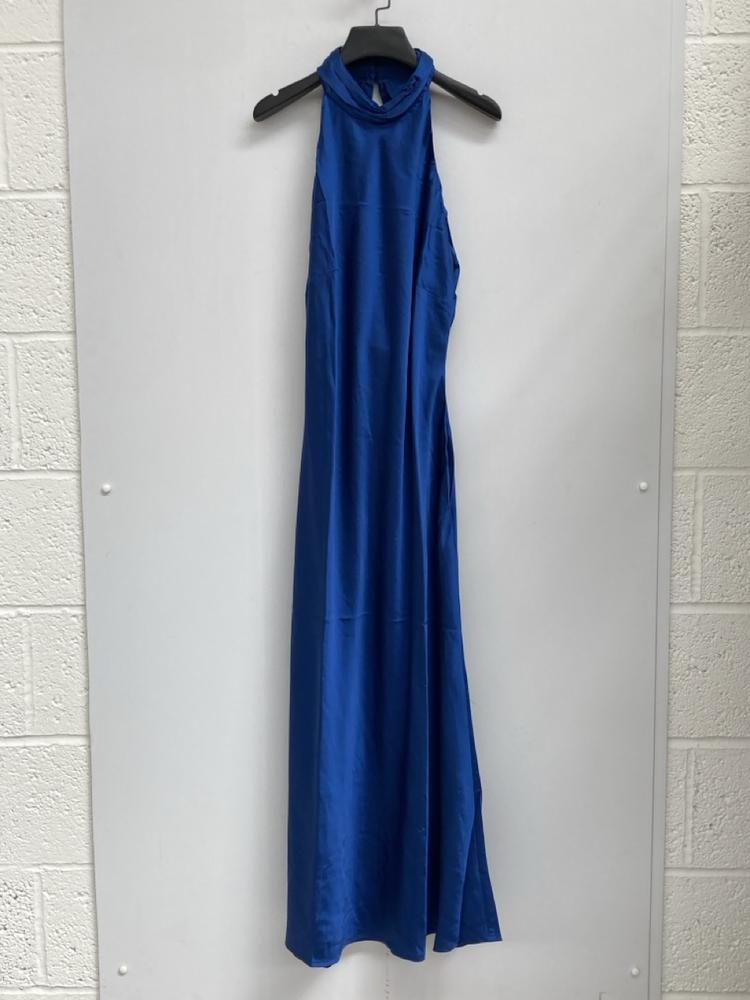 OMNES SEYCHELLES DRAPE BACK DETAIL DRESS IN NAVY U