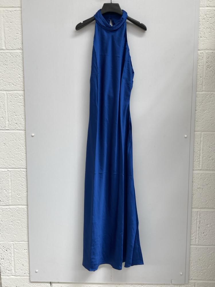 OMNES SEYCHELLES DRAPE BACK DETAIL DRESS IN NAVY U